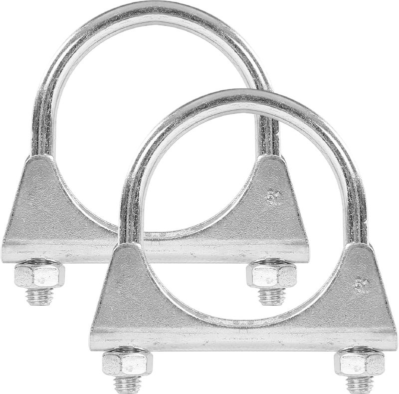 GESEXI 2" U-shaped Exhaust Pipe Clamp Mild Steel Muffler Exhaust Clamps with Anti-Rust Coat Pack of 2 - Image 1